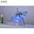 Robinet de lavabo en verre de poignée de niveau simple de cascade de verre (QH0801F)